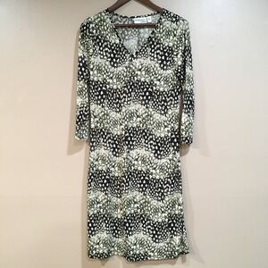 Attitudes by Renee Midi Dress Women XS Green Black Cream Forest Fairy Grunge